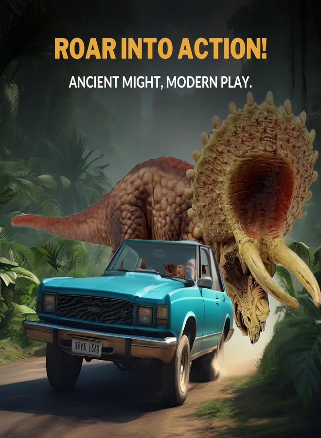 CRYA مجسم ديناصور ترايسيراتوبس، ألعاب ديناصورات ترايسيراتوبس كبيرة وواقعية للأطفال، لعبة ديناصور ترايسيراتوبس للعب والعرض، ألعاب ديناصورات العصر الجوراسي للأولاد والبنات (ترايسيراتوبس) - Image 3